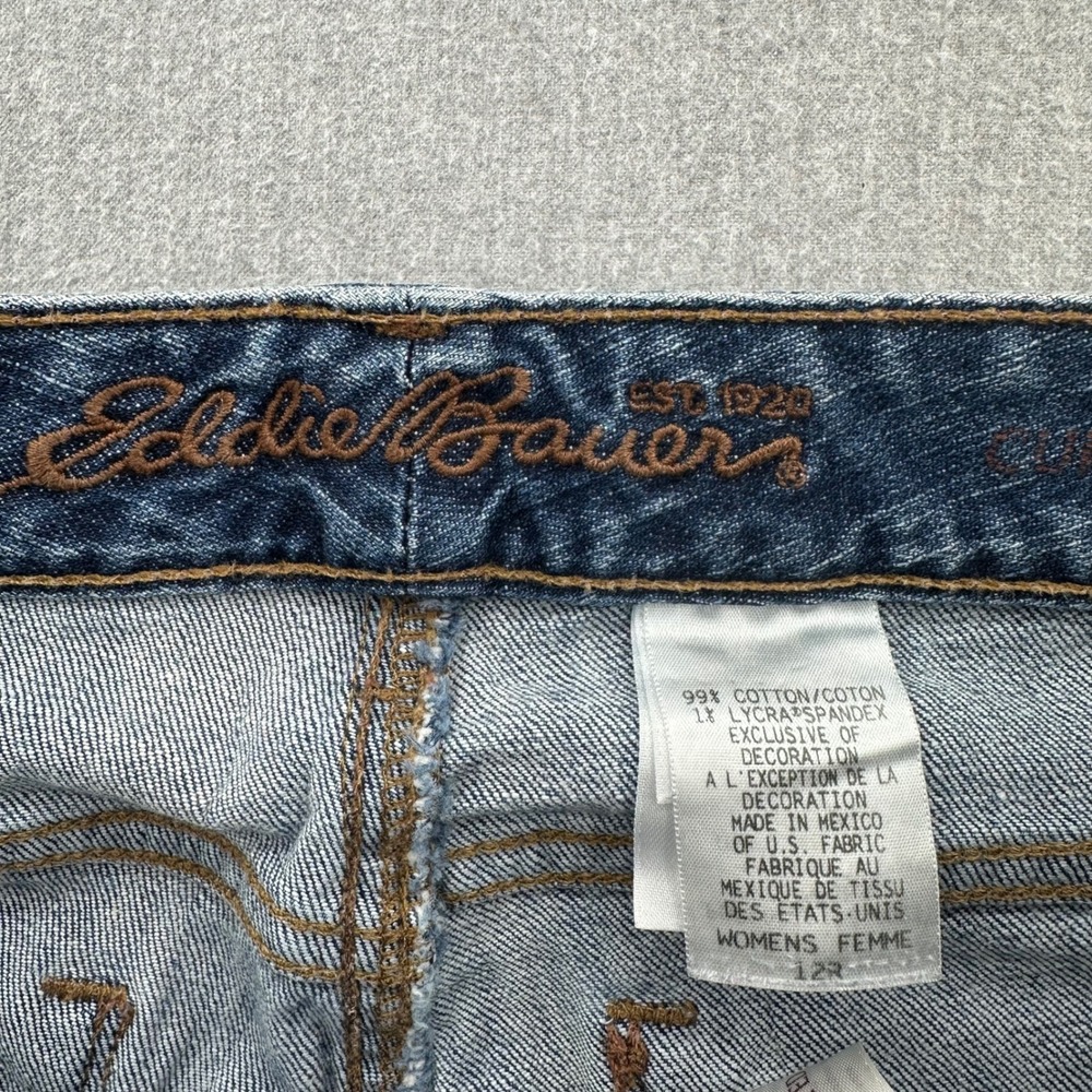 Eddie Bauer Jeans Womens 12R Blue Curvy Bootcut Mid Rise Stretch Denim Classic - Picture 2 of 6